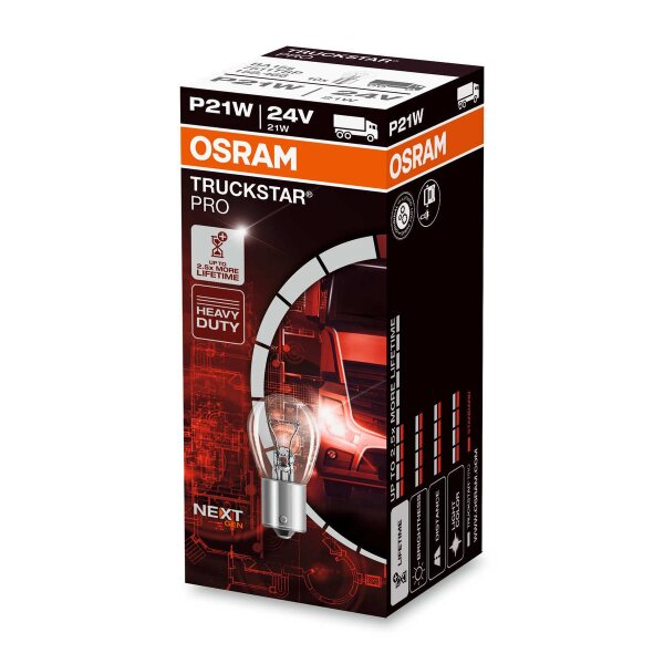 10 P21W 24V OSRAM TRUCKSTAR PRO bulbs suitable for trucks Commercial vehicles