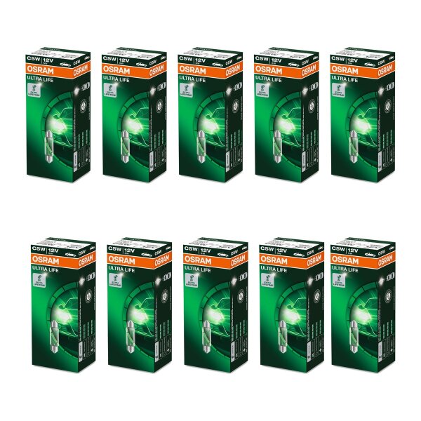 10 Licence Plate Lights C5W 12V 5W SV8.5-8 OSRAM ULTRA LIFE suitable for cars