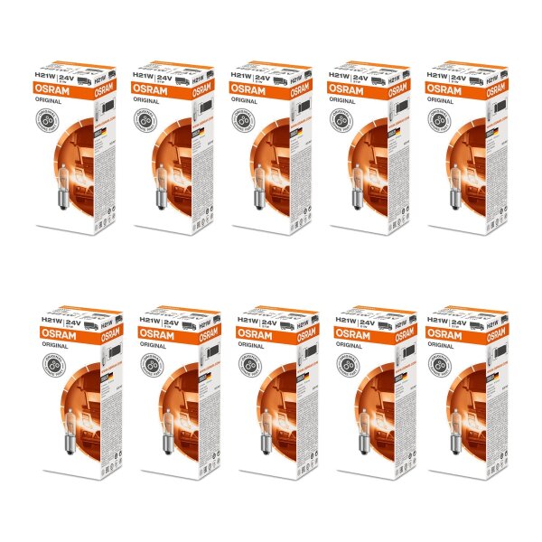 10 Glühlampen W21W 24V OSRAM ORIGINAL LINE passend für diverse PKW