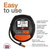 Air compressor Tyre pump with digital display 12V OSRAM TYREinflate 1000
