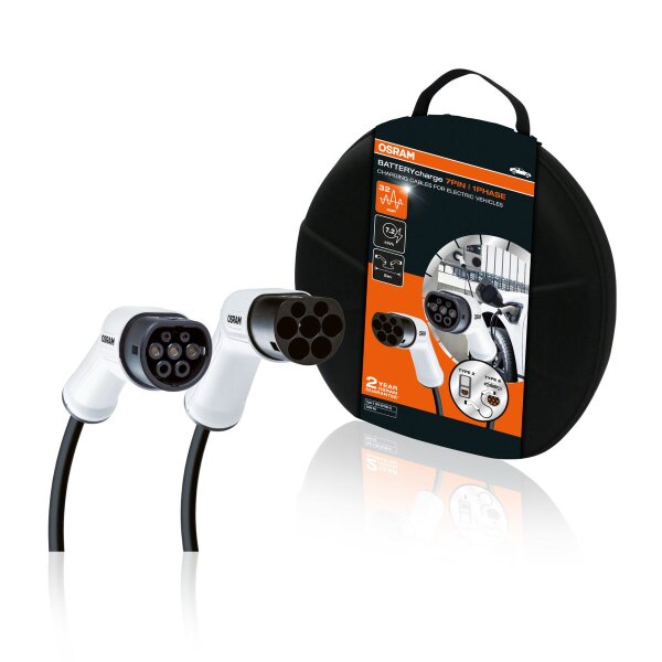 Charging cable for electric vehicles 32 A charging plug type 2 OSRAM 5m 1-phase