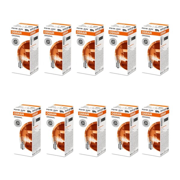 10 Bulbs P21W 24V Light Expertise OSRAM ORIGINAL LINE suitable for various cars