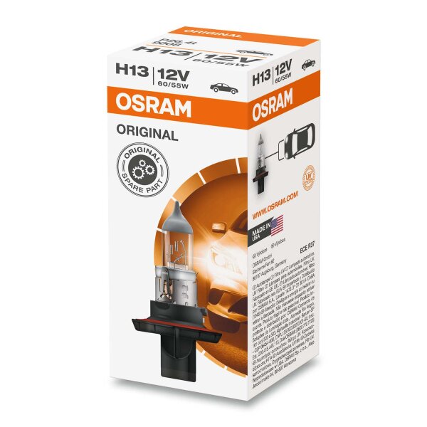 OSRAM ORIGINAL H13 Halogen-Scheinwerferlampen 1500/100lm