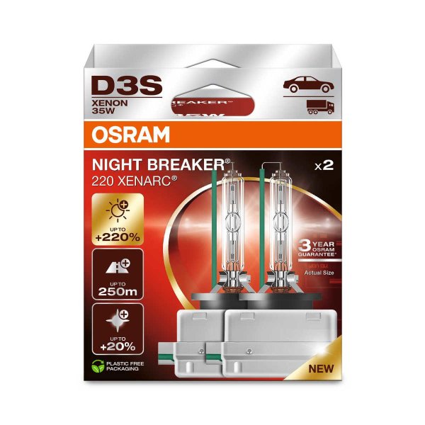 2 OSRAM XENARC NIGHT BREAKER 220 D3S xenon headlight bulbs 3200lm