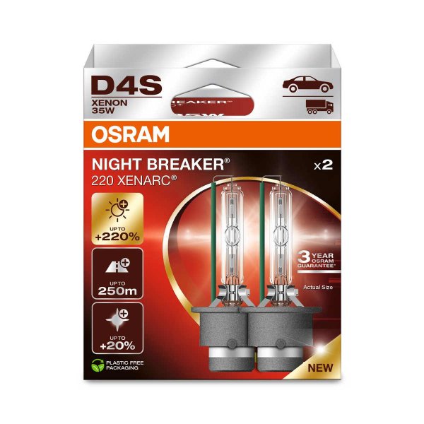 2 OSRAM XENARC NIGHT BREAKER 220 D4S xenon headlight bulbs 3200lm