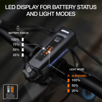 Bicycle light set LED 3.7V 5,400K 110lm OSRAM rechargeable cool white