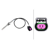 Sensor Abgastemperatur geschraubt 2-polig 415mm Kabel HELLA für u.a. CHEVROLET