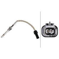 Sensor Abgastemperatur geschraubt 2-polig 130mm Kabel HELLA für u.a. CHEVROLET