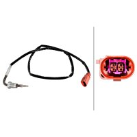 Sensor exhaust gas temperature screwed 2-pin 719mm cable HELLA for e.g. AUDI A3