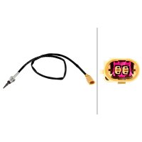 Sensor Abgastemperatur geschraubt 2-polig 645mm Kabel HELLA für u.a. AUDI A3