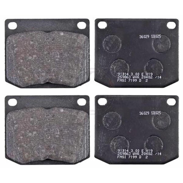 Brake pad set without wear sensor 14.5 mm A.B.S. for e.g. SAAB 900