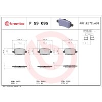 Brake pad set disc brake 17 mm BREMBO for e.g. OPEL INSIGNIA