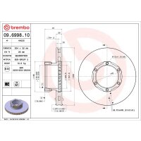 2 brake discs ventilated Ø 304 mm 30 mm BREMBO for MB VARIO and others