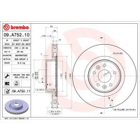 Front brake disc 340mm BREMBO for RENAULT MEGANE III Coupe