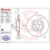 Front brake disc 324mm BREMBO for VOLVO XC60 I SUV