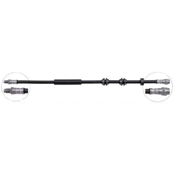 Brake hose 497 mm M10X1.0 RHT M10X1.0 A.B.S. for e.g. MB C-CLASS