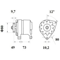Alternator 14 V 33 A belt pulley Ø 10,2 mm MAHLE...