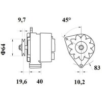 Alternator 14 V 70 A pulley Ø 10,2mm MAHLE for...