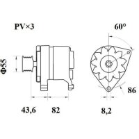 Lima Generator 14 V 55 A Keilrippensch. Ø 8,2mm...