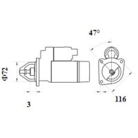 Starter 12 V 2.2 kW 9 teeth MAHLE suitable for e.g. OPEL...