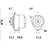 Lima Generator 14 V 70 A mit Riemenscheibe Ø 11,4...