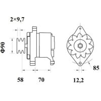 Alternator 14 V 65 A double disc Ø 12.2 mm MAHLE...