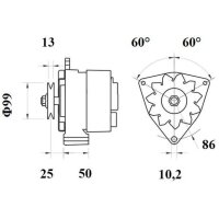 Lima Generator 14 V 55 A Riemensch. Ø 10,2mm MAHLE...
