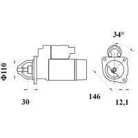 Starter 12 V 2.5 kW 9 teeth MAHLE for IVECO DAILY and others