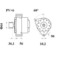 Alternator 14 V 70 A V-ribbed shaft Ø 10.2 mm MAHLE for e.g. MB T1