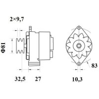 Alternator 14 V 65 A double disc Ø 10.3 mm MAHLE...
