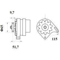 Alternator 14 V 65 A pulley Ø 10,2 mm MAHLE...