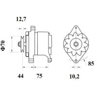Alternator 14 V 65 A belt pulley Ø 10,2 mm MAHLE...