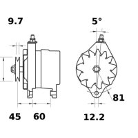 Alternator 14 V 60 A belt pulley Ø 12,2mm MAHLE for e.g. LADA SAMARA