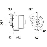 Alternator 14 V 70 A with belt pulley Ø 8.2 mm...