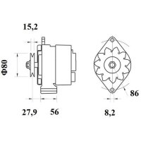 Lichtmaschine Generator 14 V 65 A Riemensch. Ø 8,2...