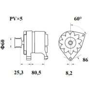 Lima Generator 14 V 70 A Keilrippensch. Ø 8,2mm MAHLE für u.a. ROVER 200