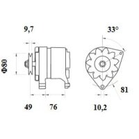 Alternator 14 V 80 A pulley Ø 10,2 mm MAHLE...