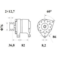 Lichtmaschine Generator 14 V 65 A Doppelscheibe Ø...