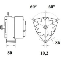 Alternator 28 V 35 A Ø 10.2 mm MAHLE for...