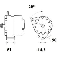 Lima Generator 28 V 55 A keine Riemensch. Ø 14,2mm...
