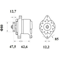 Alternator 28 V 50 A belt pulley Ø 12,2 mm MAHLE...