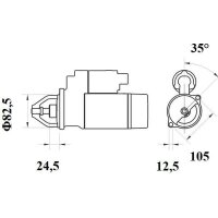 Starter for combustion engine 12 V 2 kW 9 teeth MAHLE for...