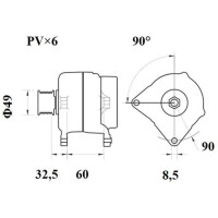 Alternator 14 V 150 A V-ribbed shaft Ø 8,5mm MAHLE for e.g. RENAULT MASTER