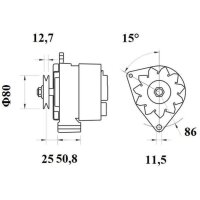 Lima Generator 14 V 70 A mit Riemenscheibe Ø 11,5...