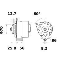 Alternator 14 V 80 A belt pulley Ø 8,2 mm MAHLE...