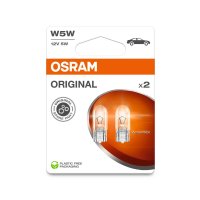 2 OSRAM ORIGINAL LINE W5W lamps with glass pinch bases 50lm