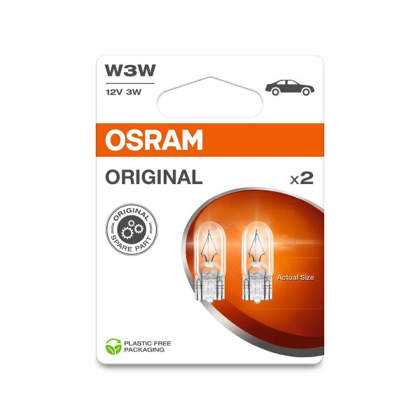 OSRAM 2 OSRAM ORIGINAL LINE W3W Lampen mit Glasquetschsockeln 22lm HAN 2821-2BL