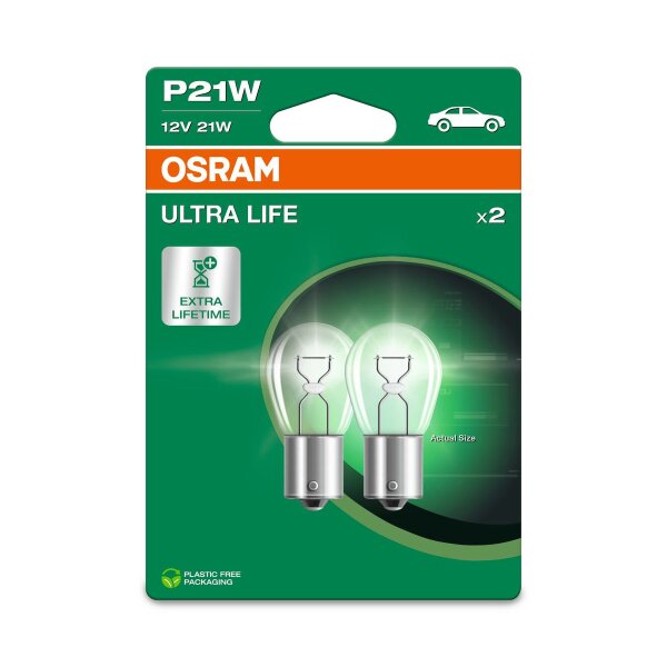 2 Glühlampen Blinkleuchte P21W 12V 21W BA15s OSRAM ULTRA LIFE für diverse PKW