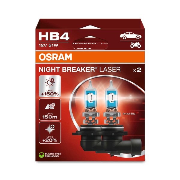 2 OSRAM NIGHT BREAKER LASER HB4...