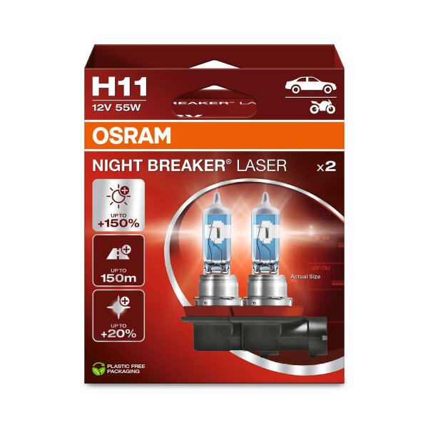2 Glühlampen H11 12V 55W PGJ19-2 OSRAM NIGHT...